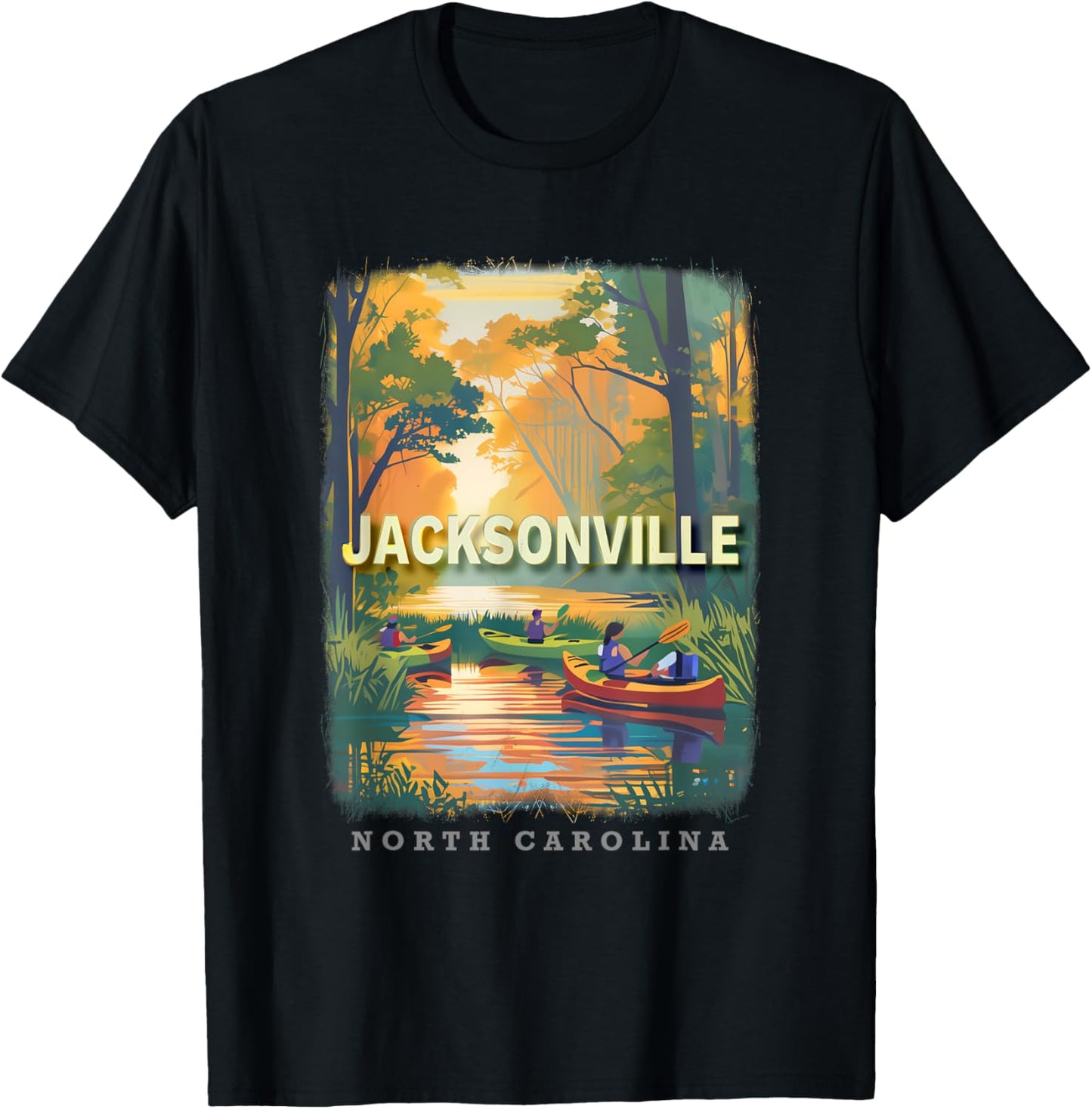 Jacksonville North Carolina NC Coastal Bliss SD641 T-Shirt - T-Shirt | Black