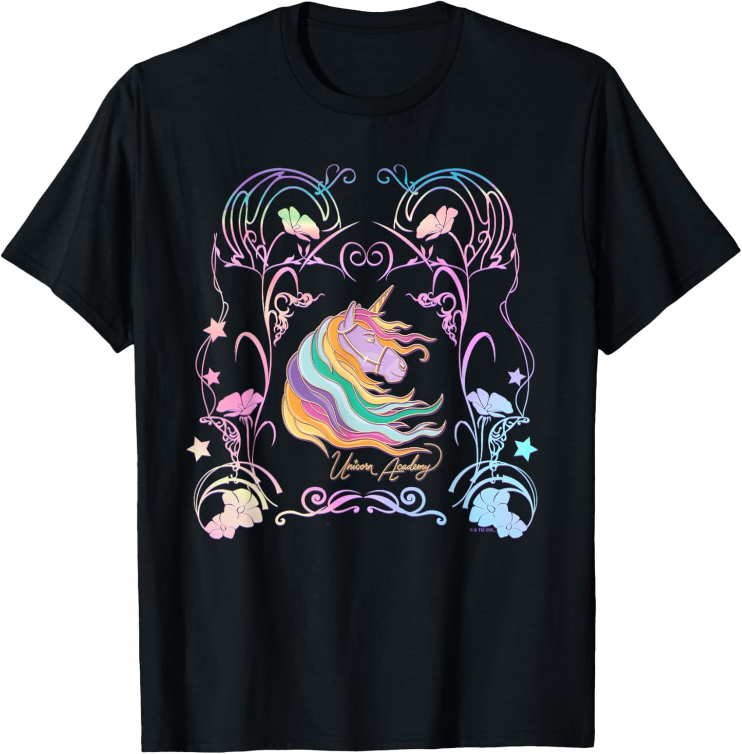 Unicorn Academy Enchanting Graphic Logo T-Shirt - T-Shirt | Black