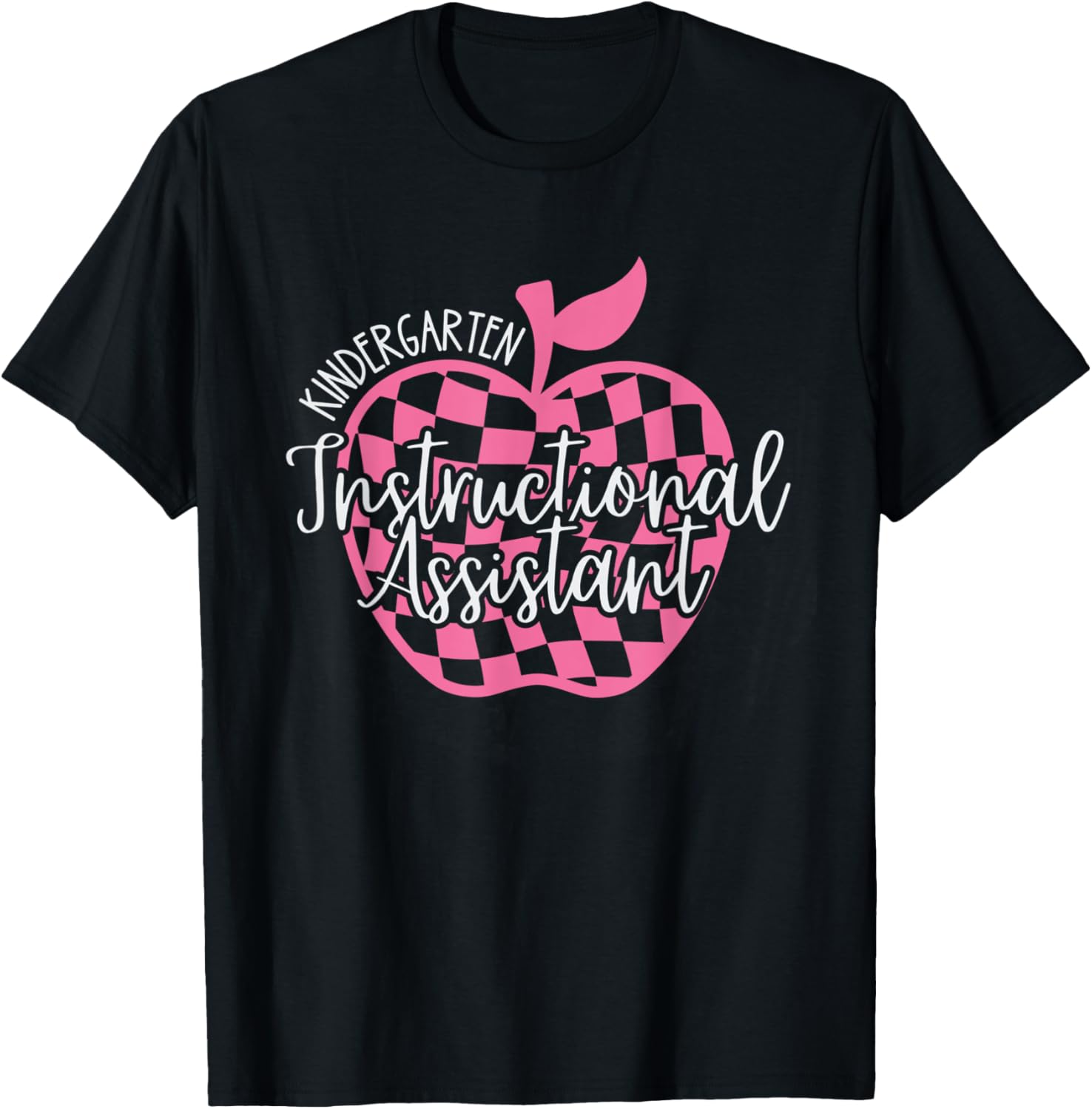 Retro Kindergarten Instructional Assistant Apple Teacher Men Women Kids T-Shirt - T-Shirt | Black