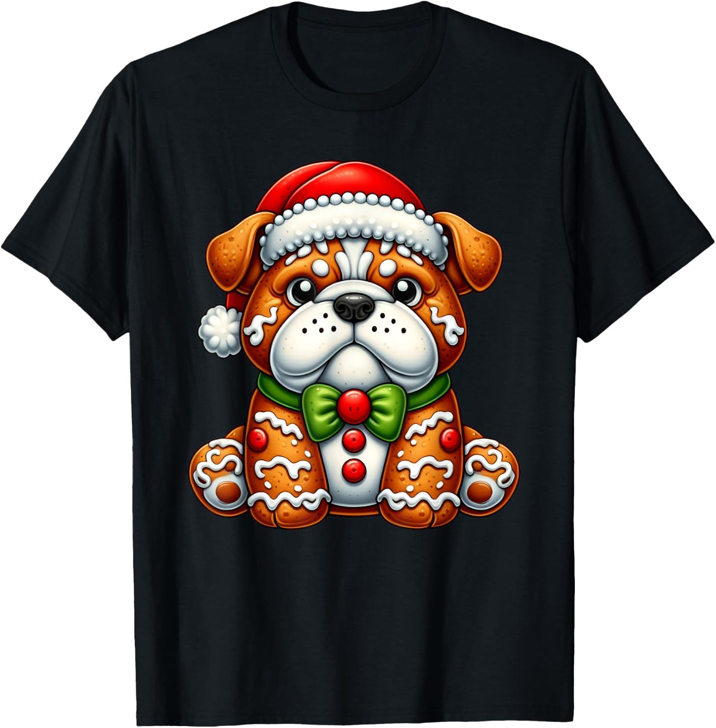Gingerbread Man English Bulldog Christmas Kids T-Shirt - T-Shirt | Black