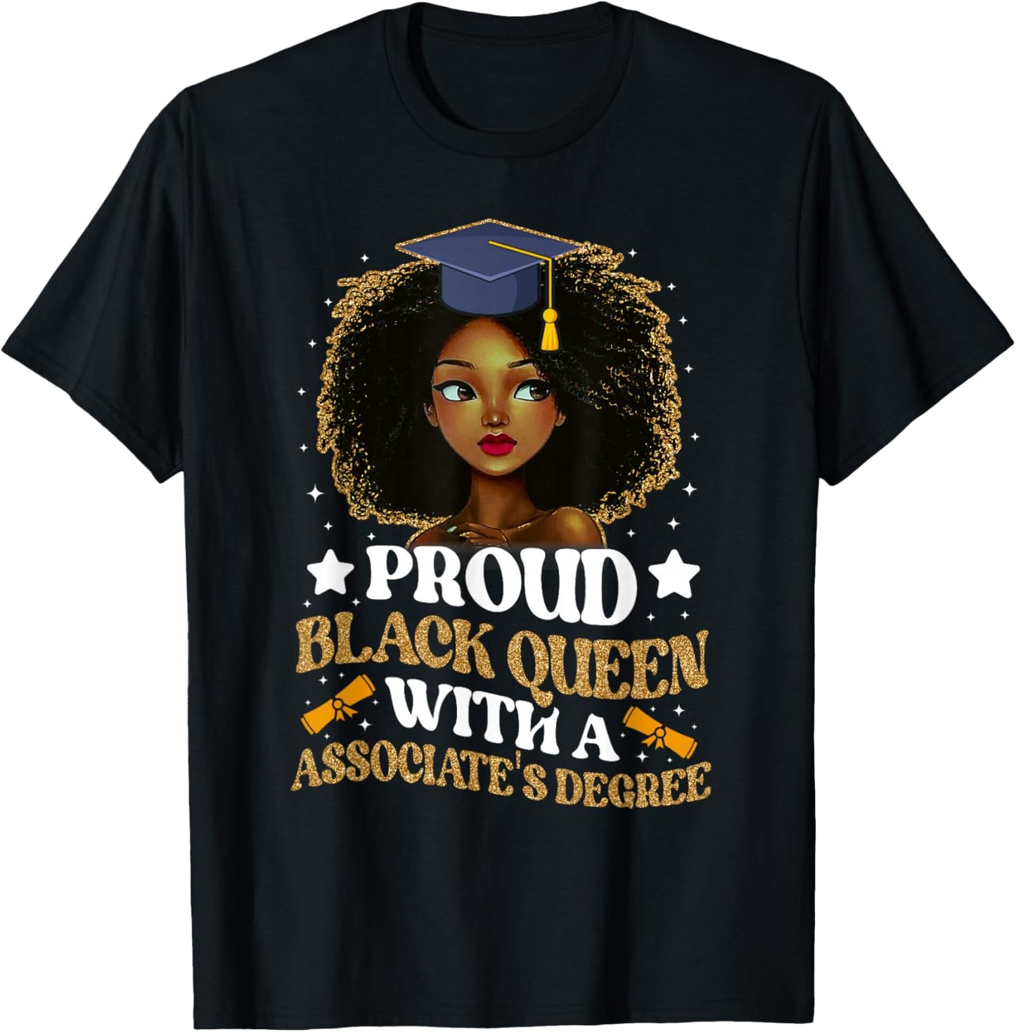 Proud black queen with a associate's degree girl T-Shirt - T-Shirt | Black