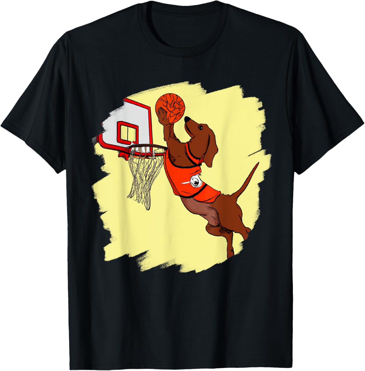 Dachshund Chiweenie Wiener Dog Playing Basketball Funny Dog T-Shirt - T-Shirt | Black