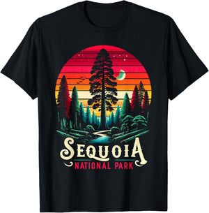 Sequoia National Park Sunset Retro T Vintage Apparel T-Shirt - T-Shirt | Black