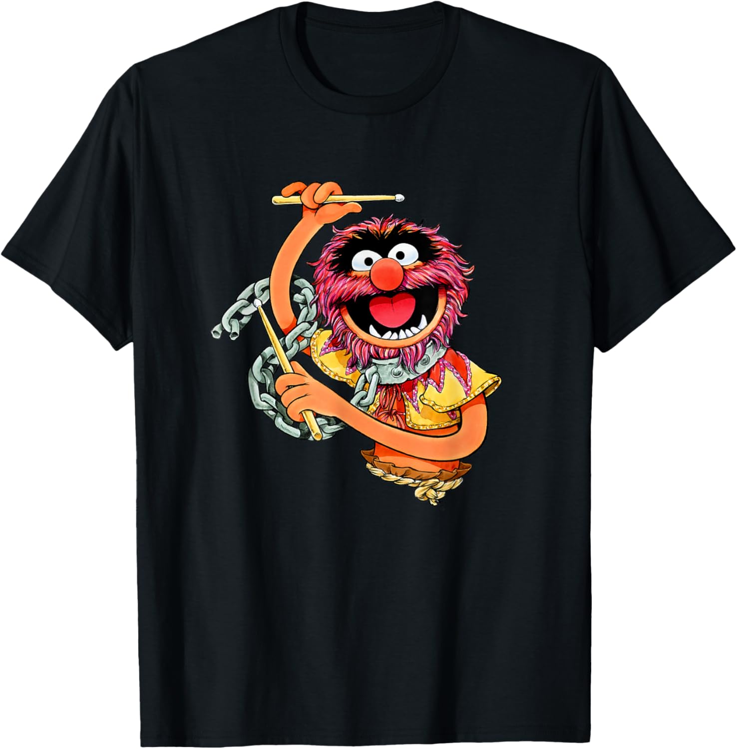 Disney The Muppets Vintage Retro Animal Drummer Poster T-Shirt - T-Shirt | Black