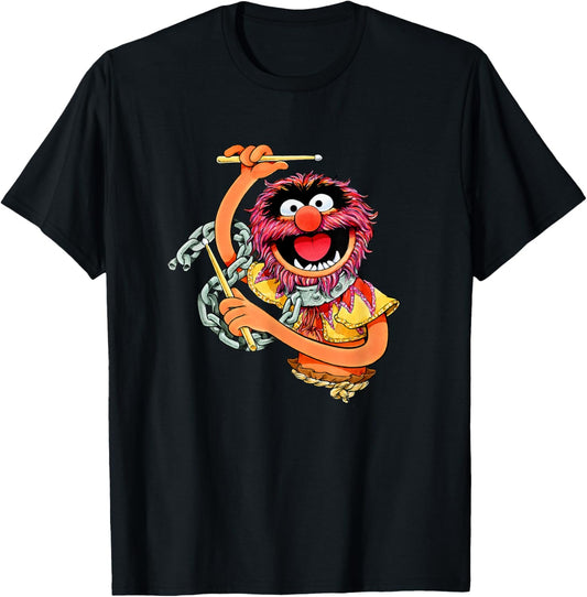 Disney The Muppets Vintage Retro Animal Drummer Poster T-Shirt - T-Shirt | Black