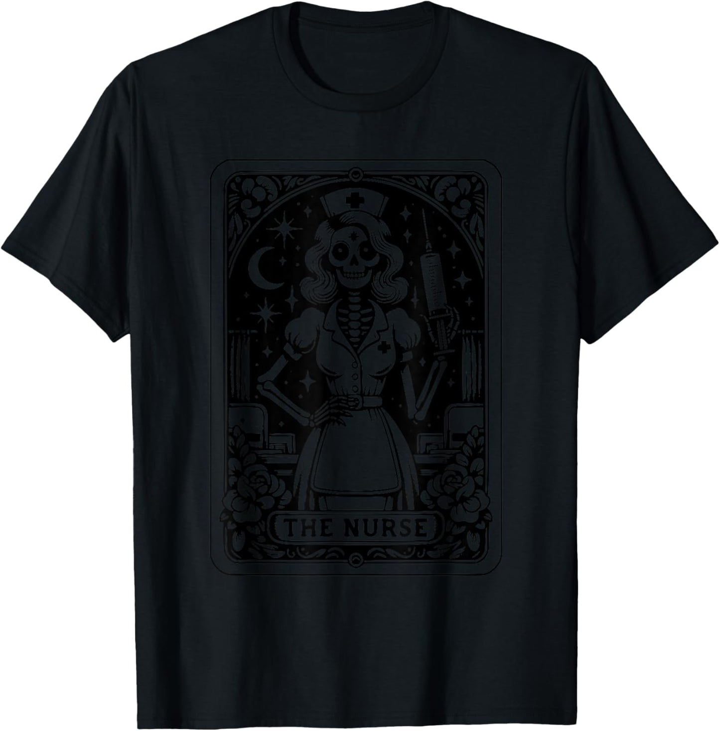 Tarot Card Nurse Doctor Skeleton Tarot Cards T-Shirt - T-Shirt | Black