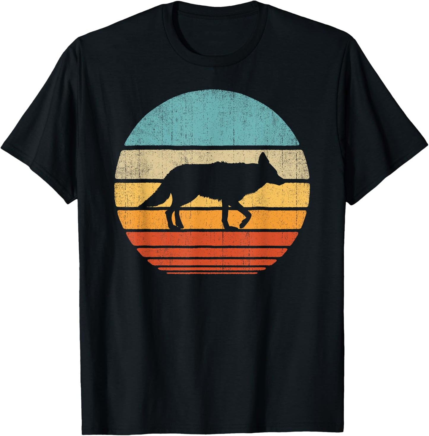 Coyote Retro Vintage 60s 70s Sunset Mammal Animal Men Women T-Shirt - T-Shirt | Black