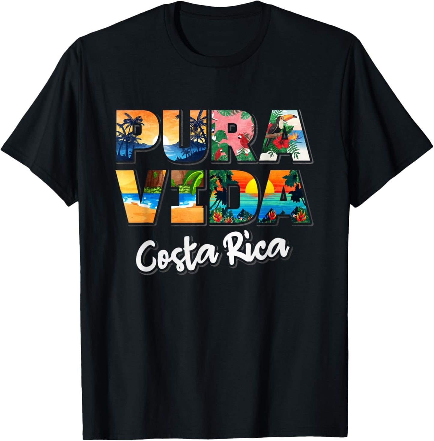 Pura Vida Costa Rica Souvenir - Cool Central America Travel T-Shirt - T-Shirt | Black