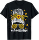 Mom Life Bleached Auntie Life Sunflower Messy Bun T-Shirt - T-Shirt | Black
