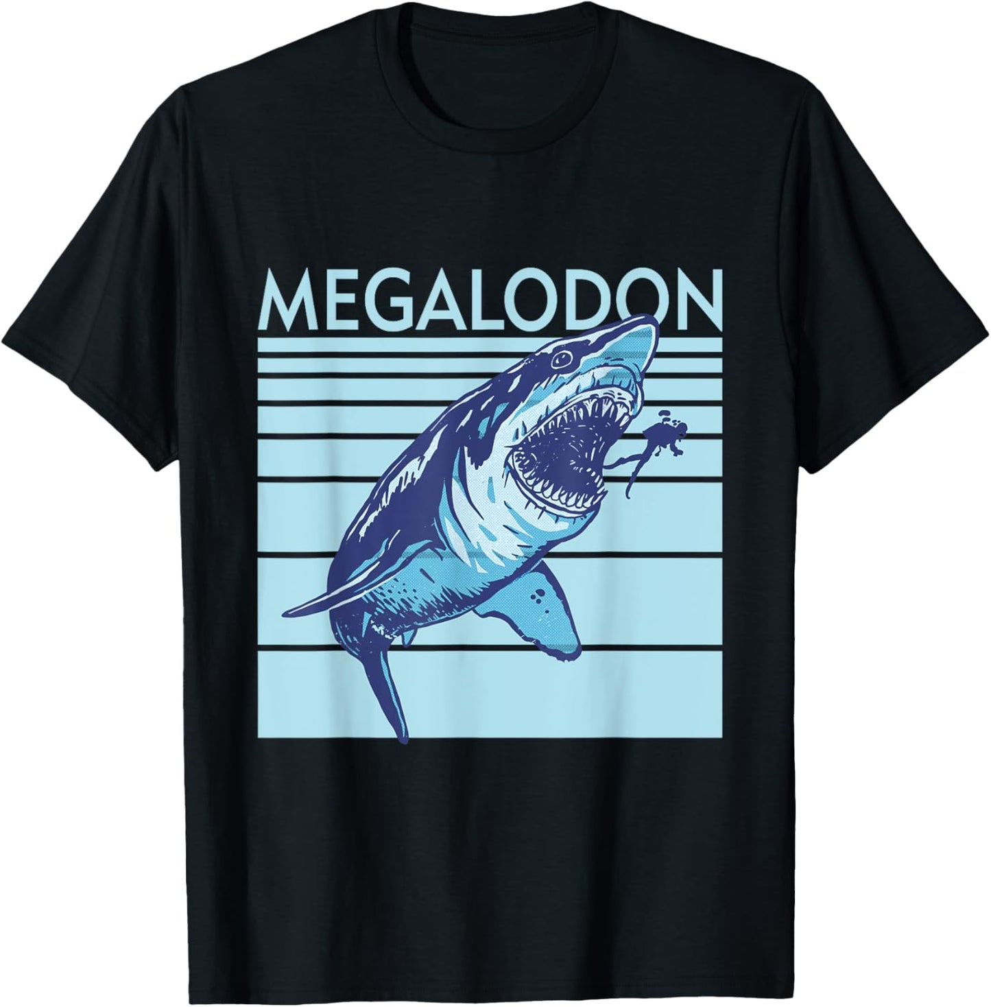 Megalodon Shark Fossil Tooth Hunter Paleontology Ocean Water T-Shirt - T-Shirt | Black
