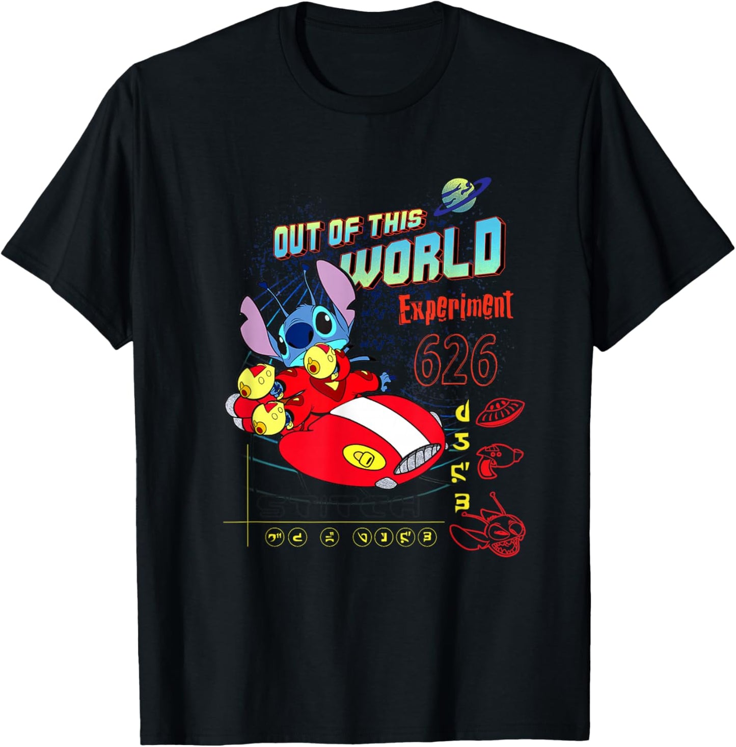 Disney Lilo & Stitch Out Of This World Experiment 626 Poster T-Shirt - T-Shirt | Black