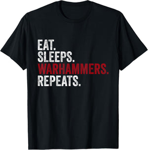 Vintage Eat Sleeps Warhammers Repeats Funny T-Shirt - T-Shirt | Black