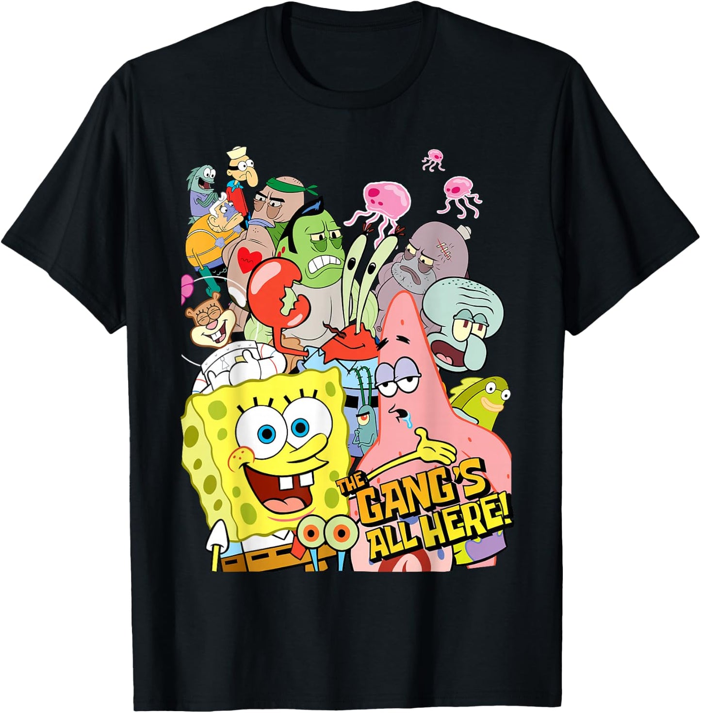 SpongeBob SquarePants The Gangs All Here! T-Shirt - T-Shirt | Black