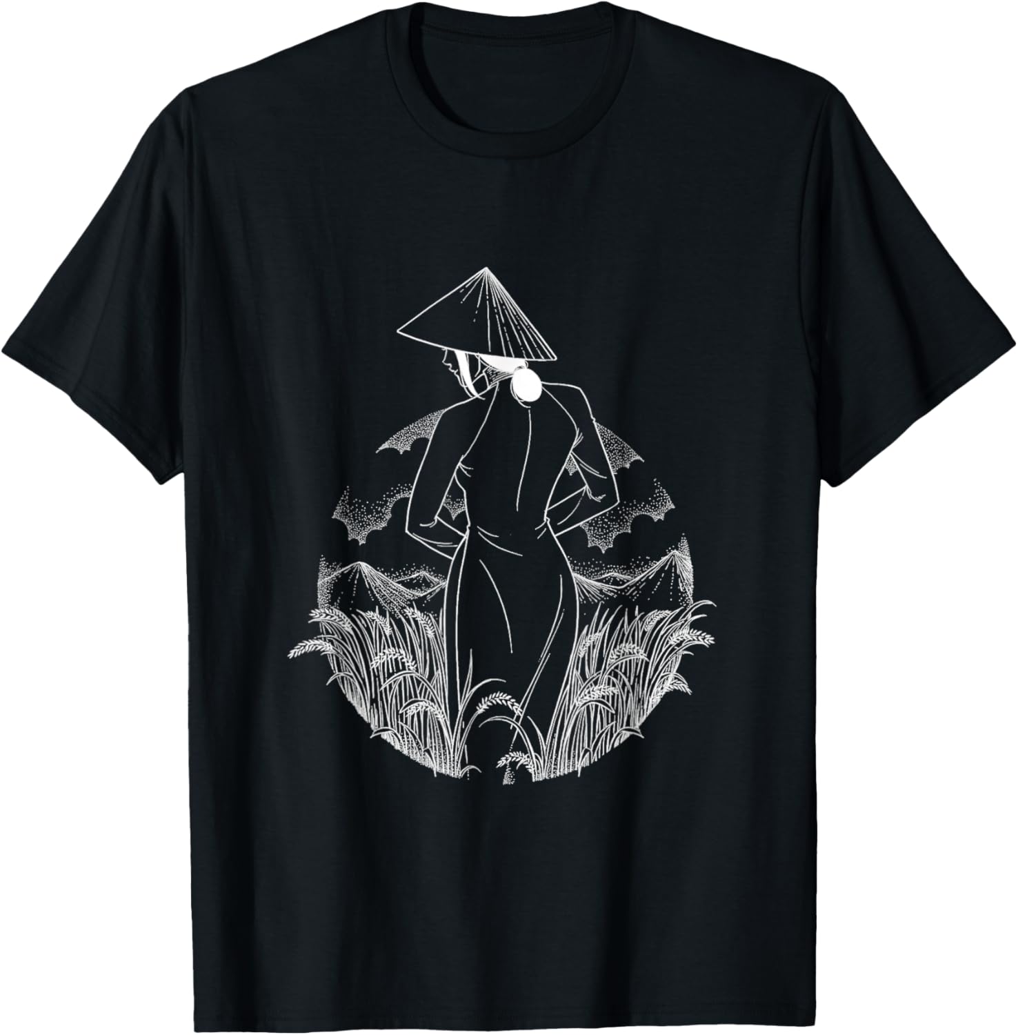Silhouette Vietnamese Woman Unique Art Vietnam Vet-Fan T-Shirt - T-Shirt | Black