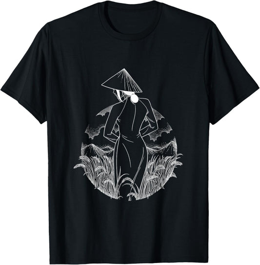 Silhouette Vietnamese Woman Unique Art Vietnam Vet-Fan T-Shirt - T-Shirt | Black