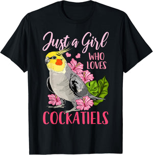 Cockatiel Just A Girl Who Loves Cockatiels T-Shirt - T-Shirt | Black