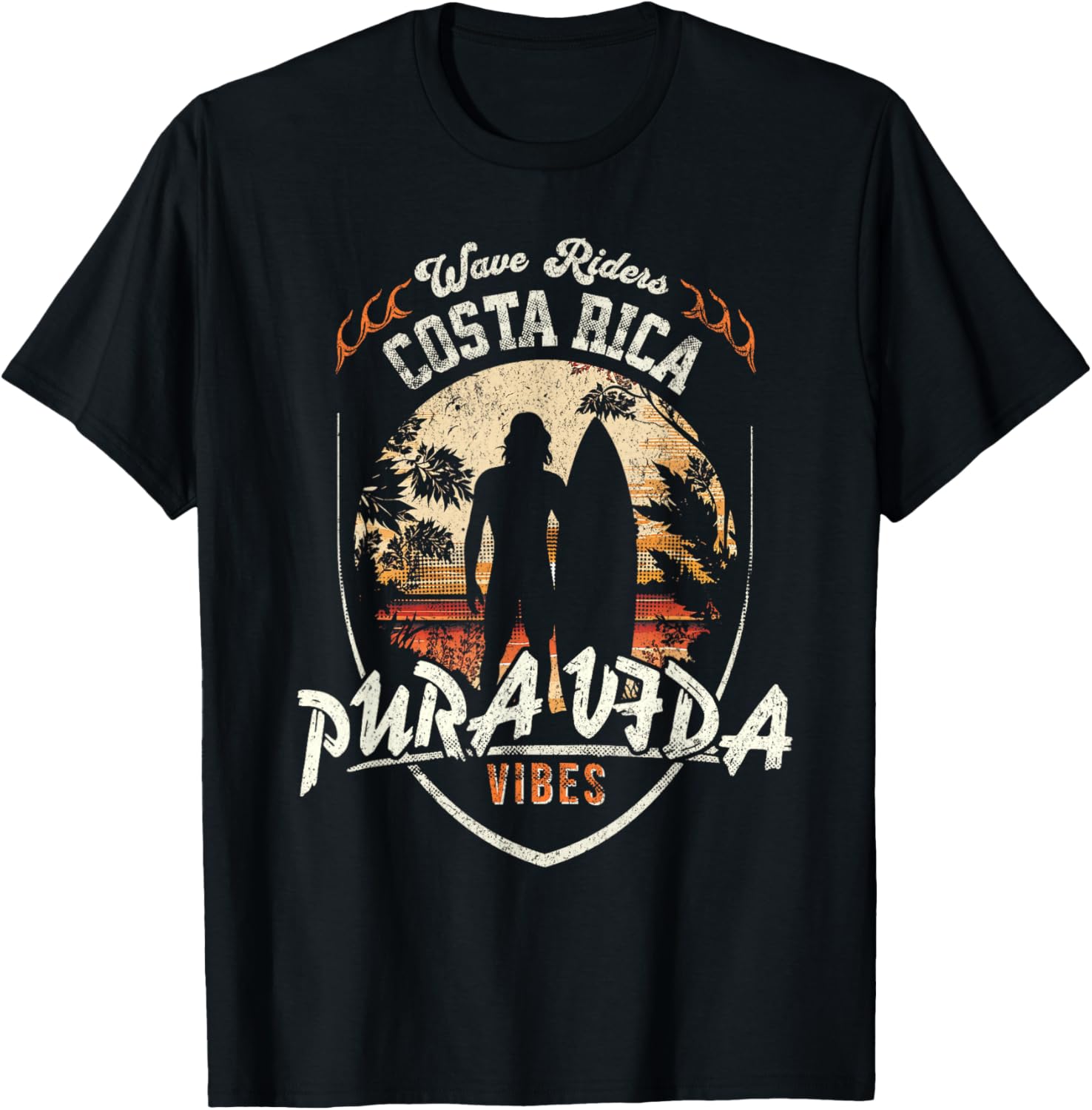 Pura Vida Surfing, Costa Rica, Surfing Pura Vida T-Shirt - T-Shirt | Black
