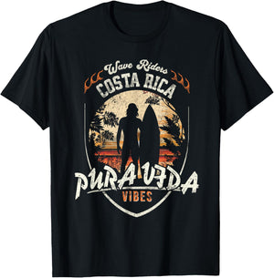 Pura Vida Surfing, Costa Rica, Surfing Pura Vida T-Shirt - T-Shirt | Black