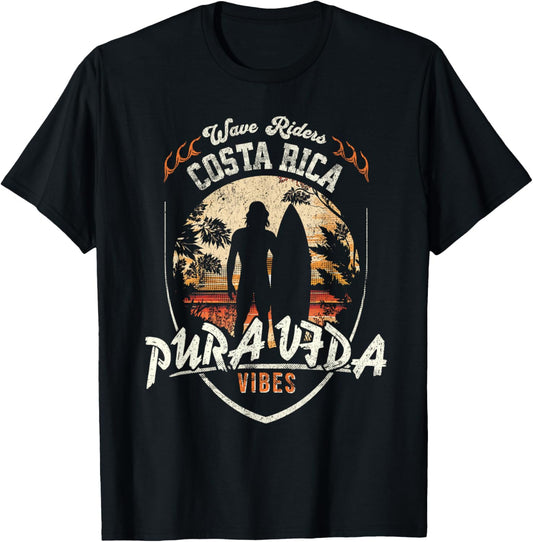 Pura Vida Surfing, Costa Rica, Surfing Pura Vida T-Shirt - T-Shirt | Black