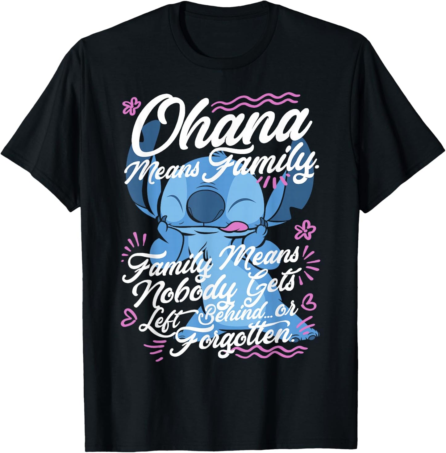 Disney Lilo & Stitch Stitch Day Ohana Means Family T-Shirt - T-Shirt | Black