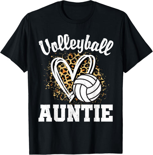 Volleyball Auntie Leopard Heart Matching Family