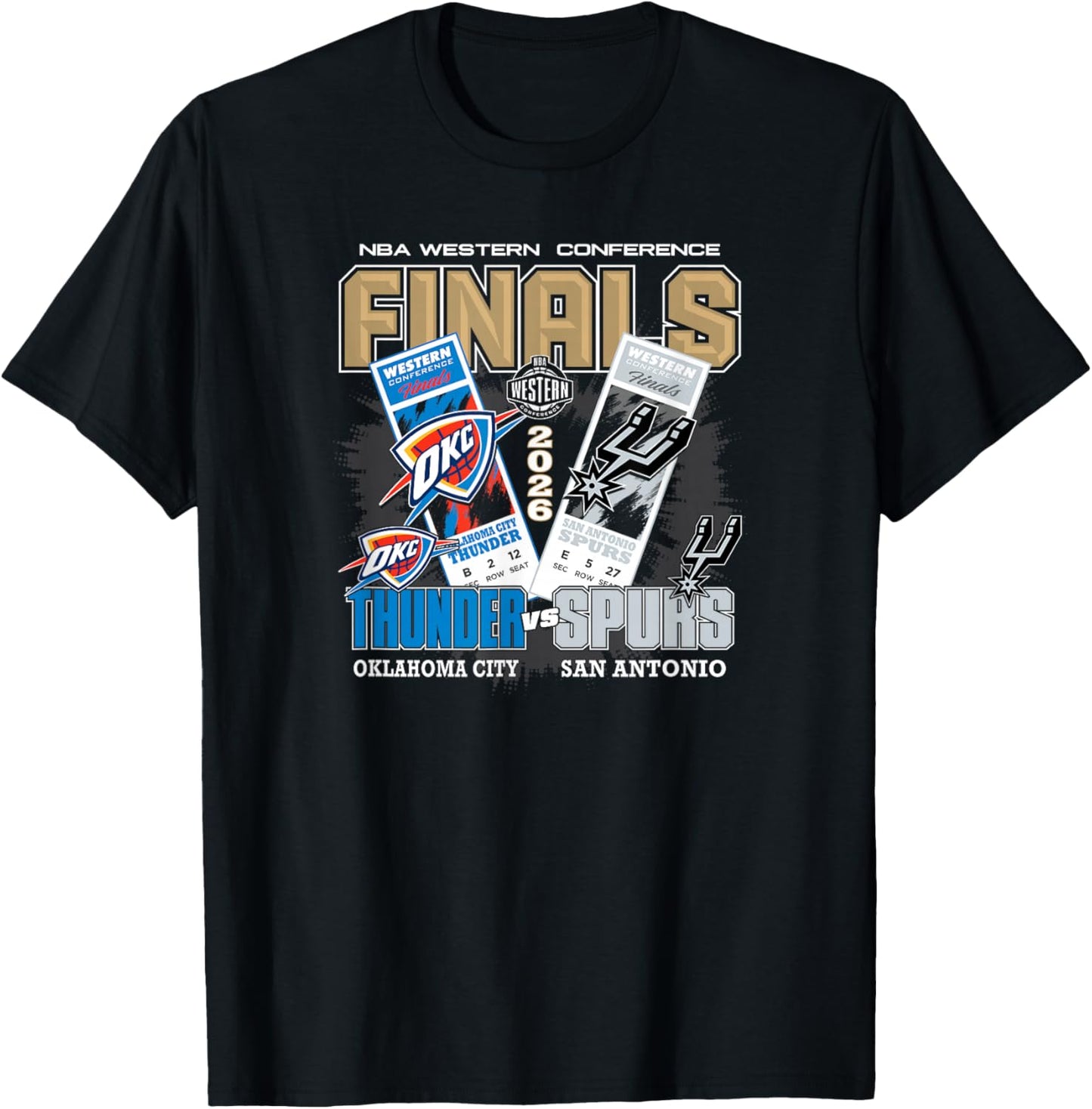 NBA 2026 Western Conference Finals Thunder vs Spurs Face Off T-Shirt - T-Shirt | Black