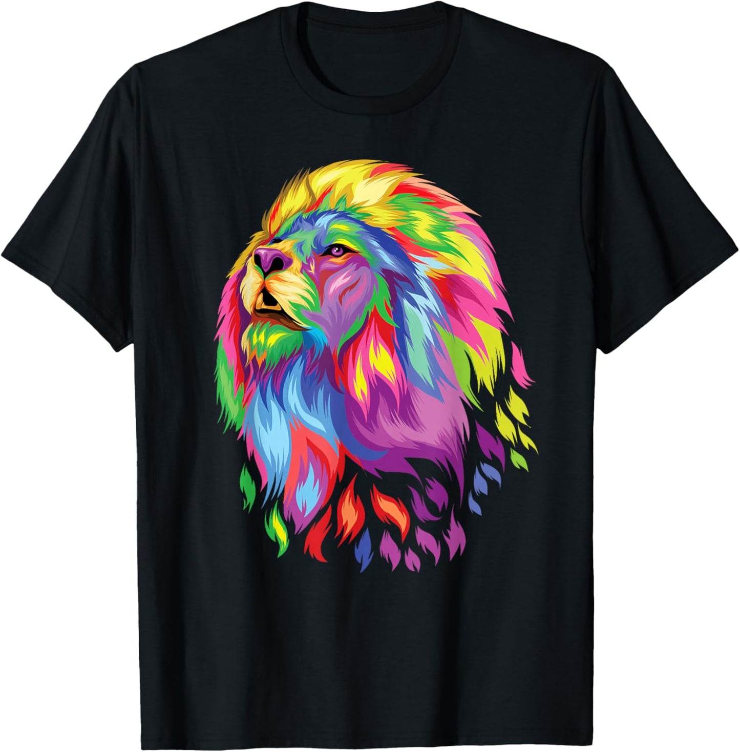 colorful lion head art face for lover King Africa Animals T-Shirt - T-Shirt | Black
