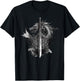 Dragon Sword Roses Tattoo Art Style Medieval Dark Fantasy T-Shirt - T-Shirt | Black