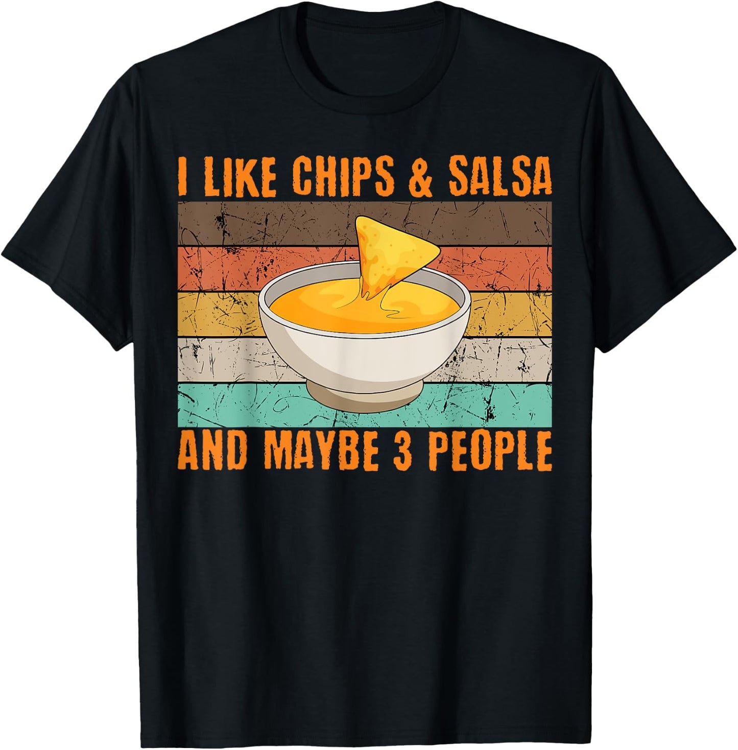 Salsa And Chips Intovert Retro Vintage Mexican Cinco De Mayo T-Shirt - T-Shirt | Black