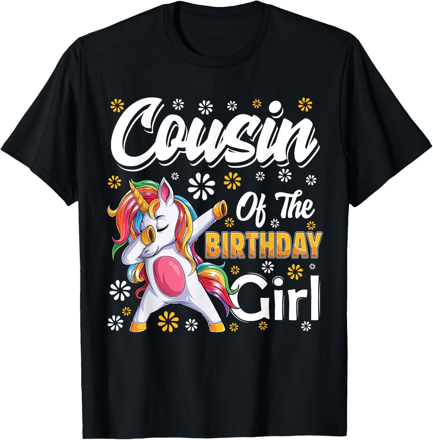 awesome dabbing unicorn birthday Cousin Family Matching T-Shirt - T-Shirt | Black