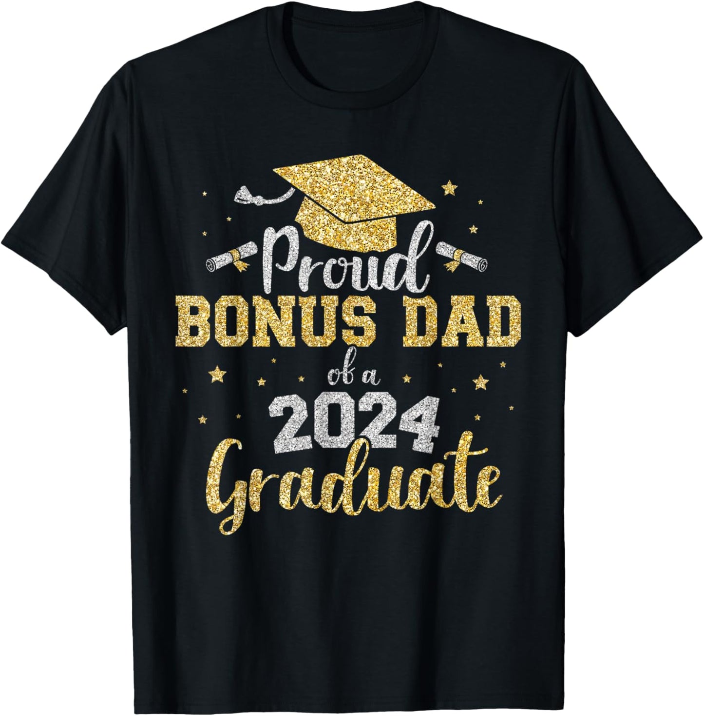 Proud bonus dad of class of 2024 graduate senior graduation T-Shirt - T-Shirt | Black