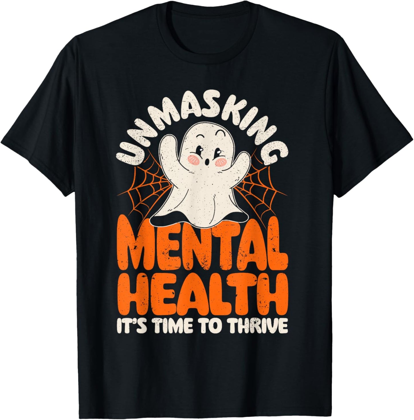 Mental Health Unmasking Mental Health Halloween T-Shirt - T-Shirt | Black
