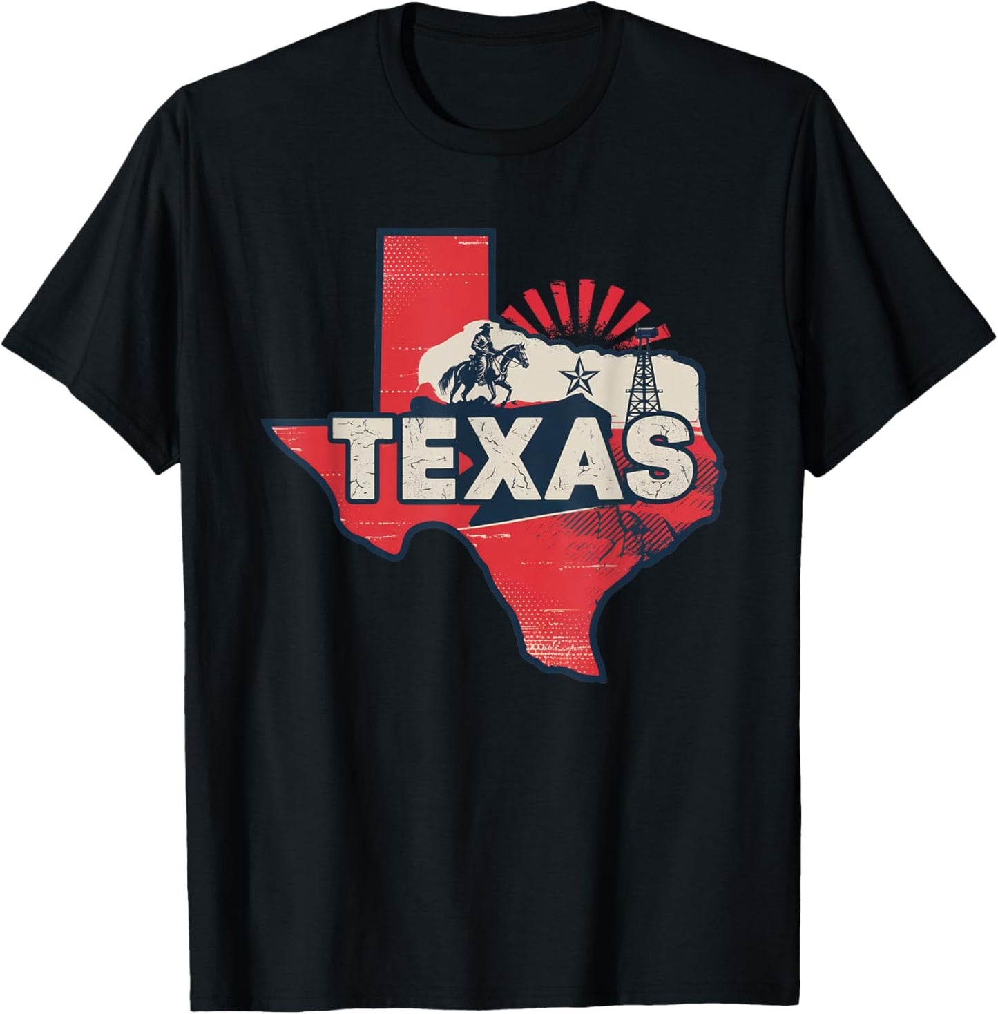 Texas State of Texas Retro Texas T-Shirt - T-Shirt | Black