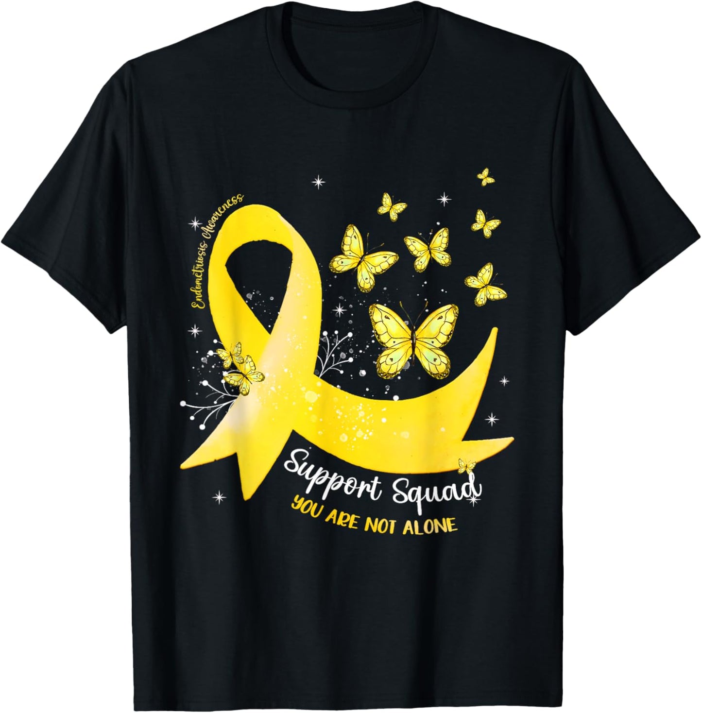 Support Squad Yellow Ribbon Endometriosis Awareness T-Shirt - T-Shirt | Black