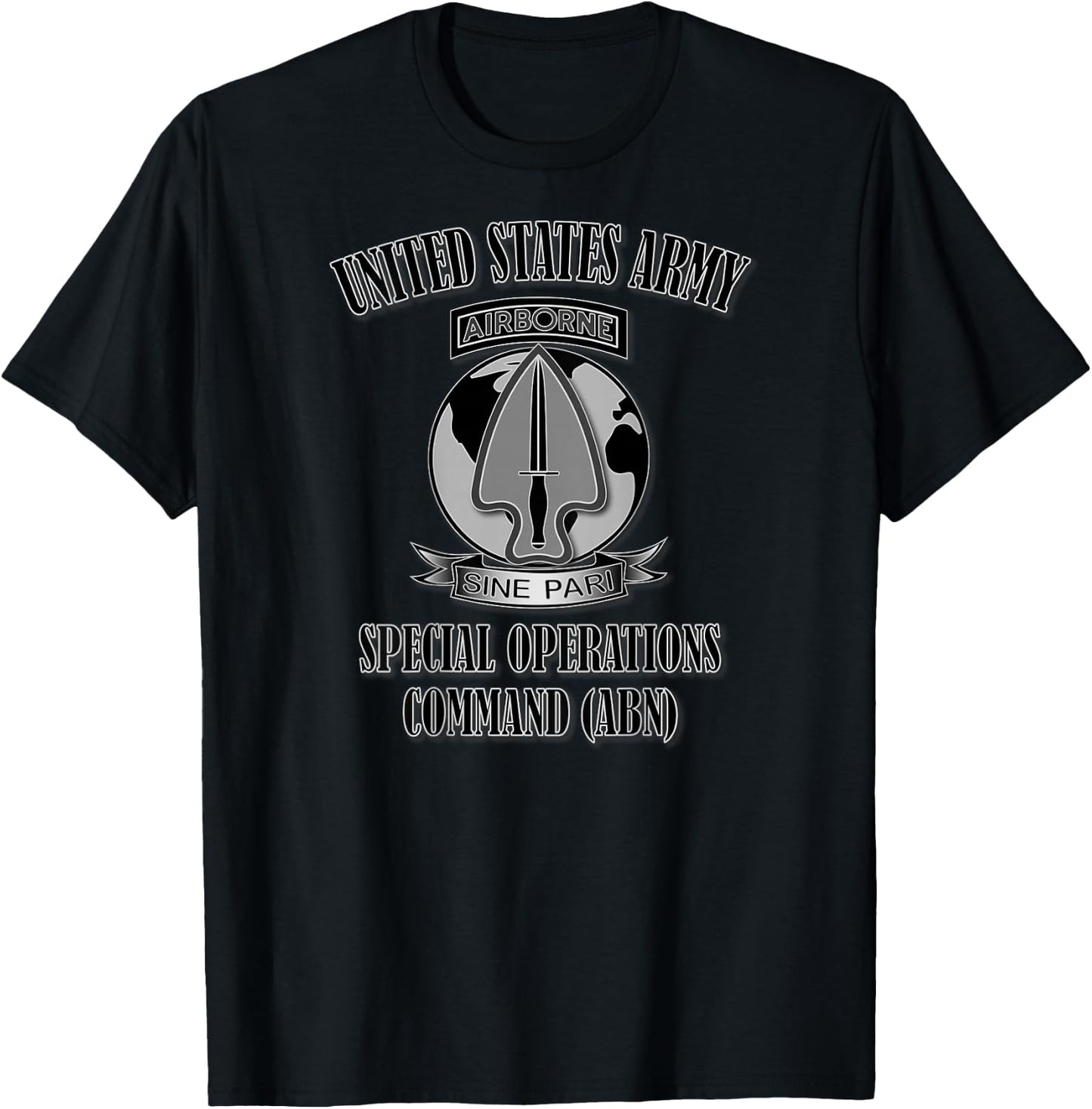 U.S. Army Special Operations Command (ABN) (Back Design) T-Shirt - T-Shirt | Black