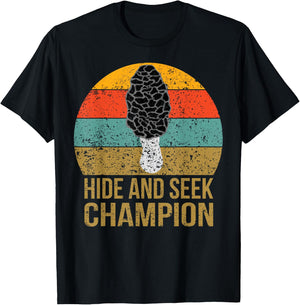 Vintage Morel Hunting Mushroom Hunter Mesh Foraging Fungi T-Shirt - T-Shirt | Black