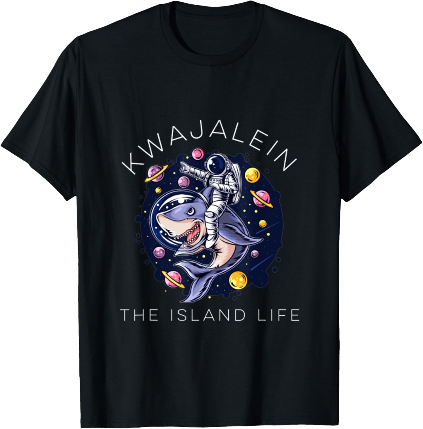 Kwajalein Marshall Islands Kwaj Shark Ocean Diving Moon T-Shirt - T-Shirt | Black