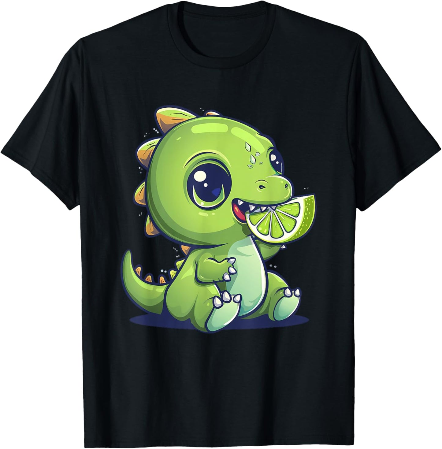 Aquarelle Lime Dino Artwork Lime Fruit Dinosaur Lover T-Shirt - T-Shirt | Black