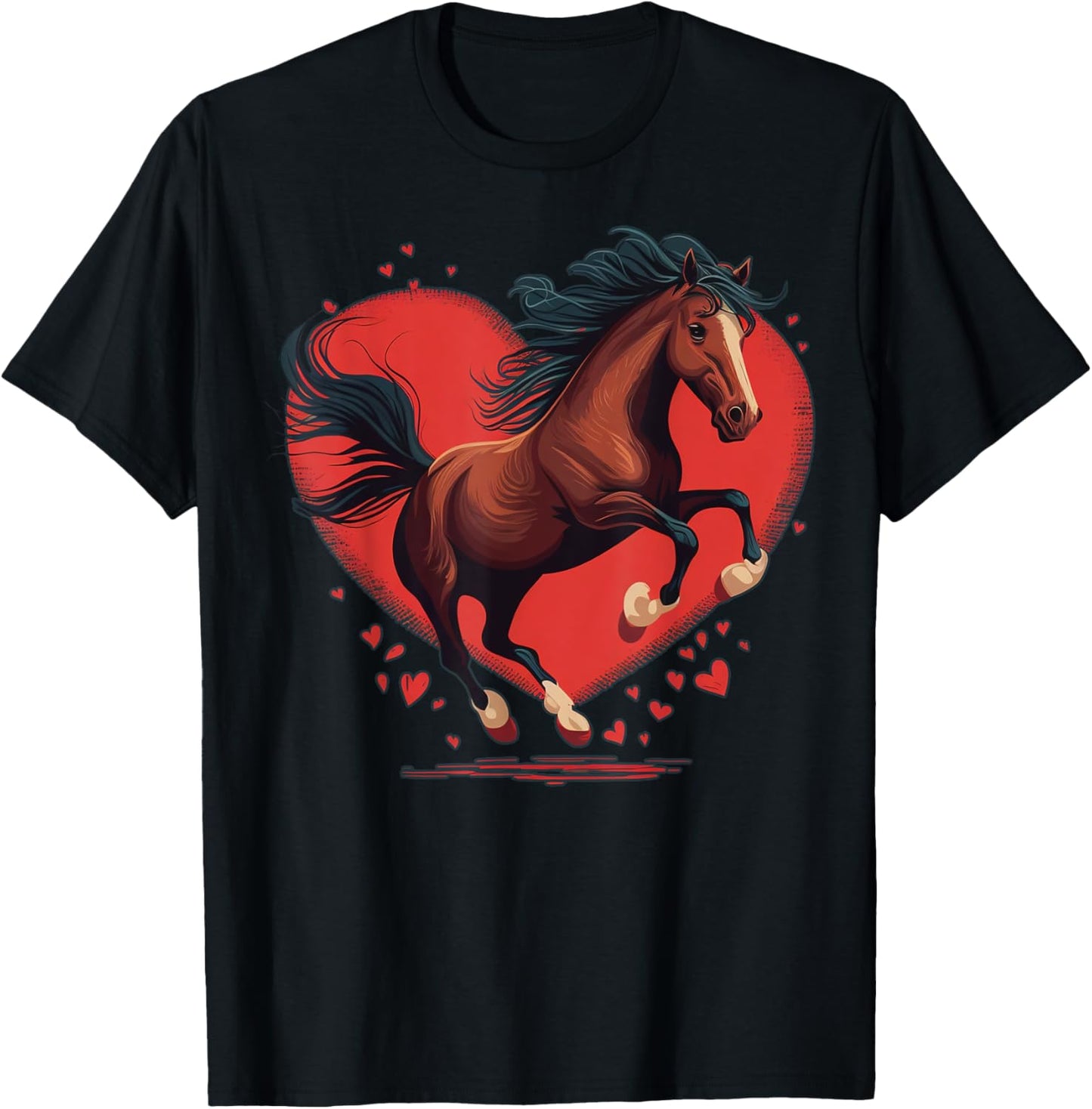 Horse Love Heart for Valentines Day on Horse Lover T-Shirt - T-Shirt | Black