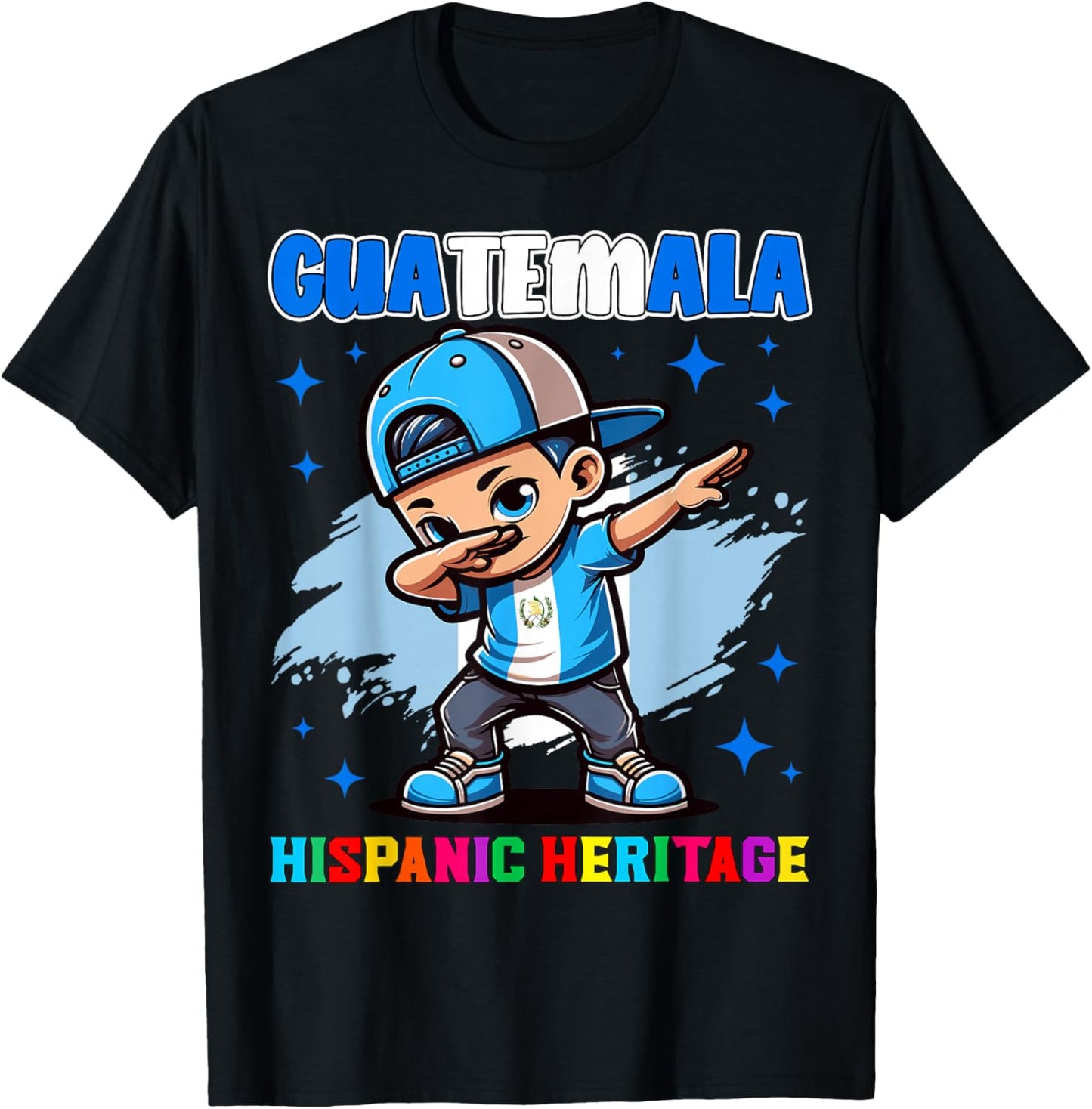 Guatemala Dabbing Kid Hispanic Heritage Celebration for Kids T-Shirt - T-Shirt | Black