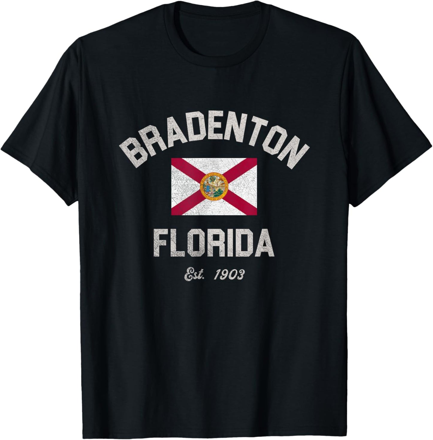 Vintage Bradenton Florida FL Retro Flag T-Shirt - T-Shirt | Black