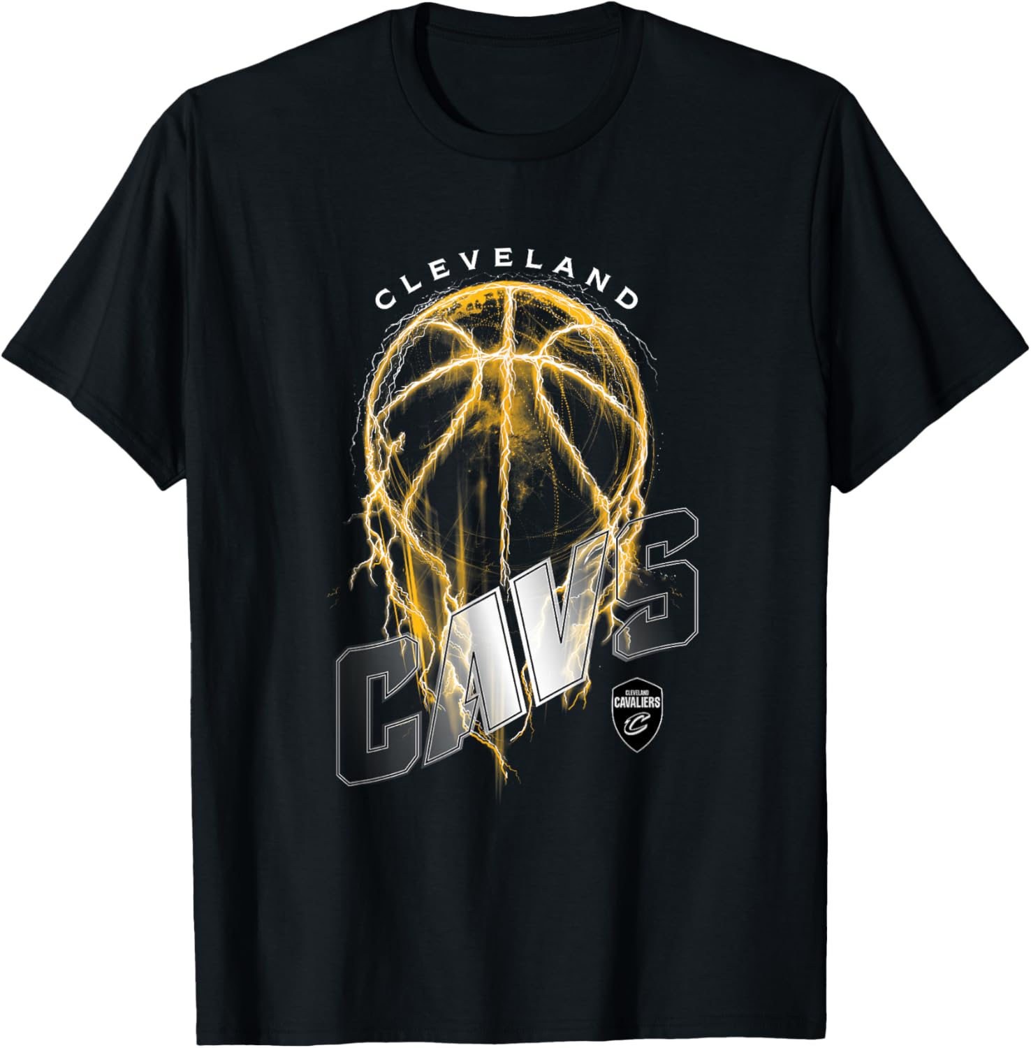NBA Cleveland Cavaliers Lightning Bolt Basketball Logo T-Shirt - T-Shirt | Black
