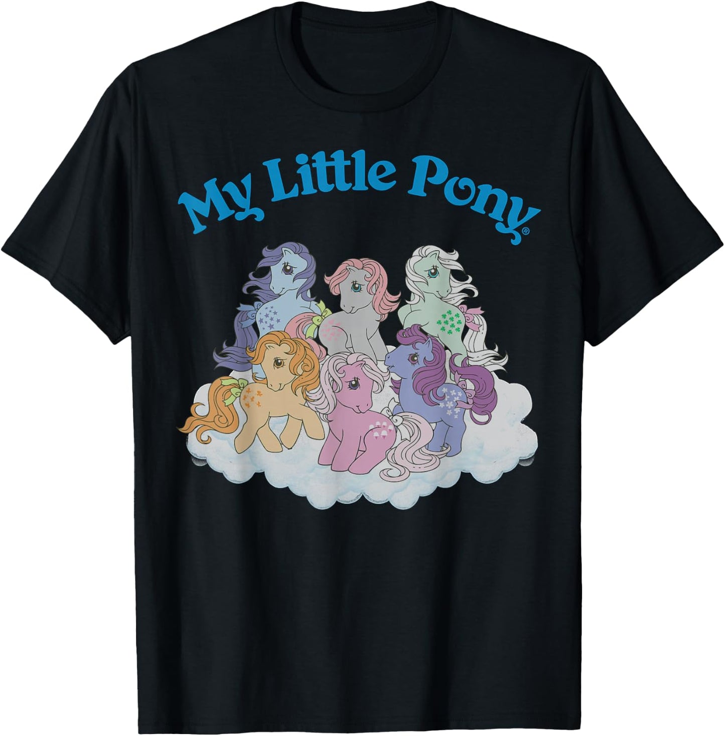My Little Pony Original First Generation Pony Group Shot Small T-Shirt - T-Shirt | Black