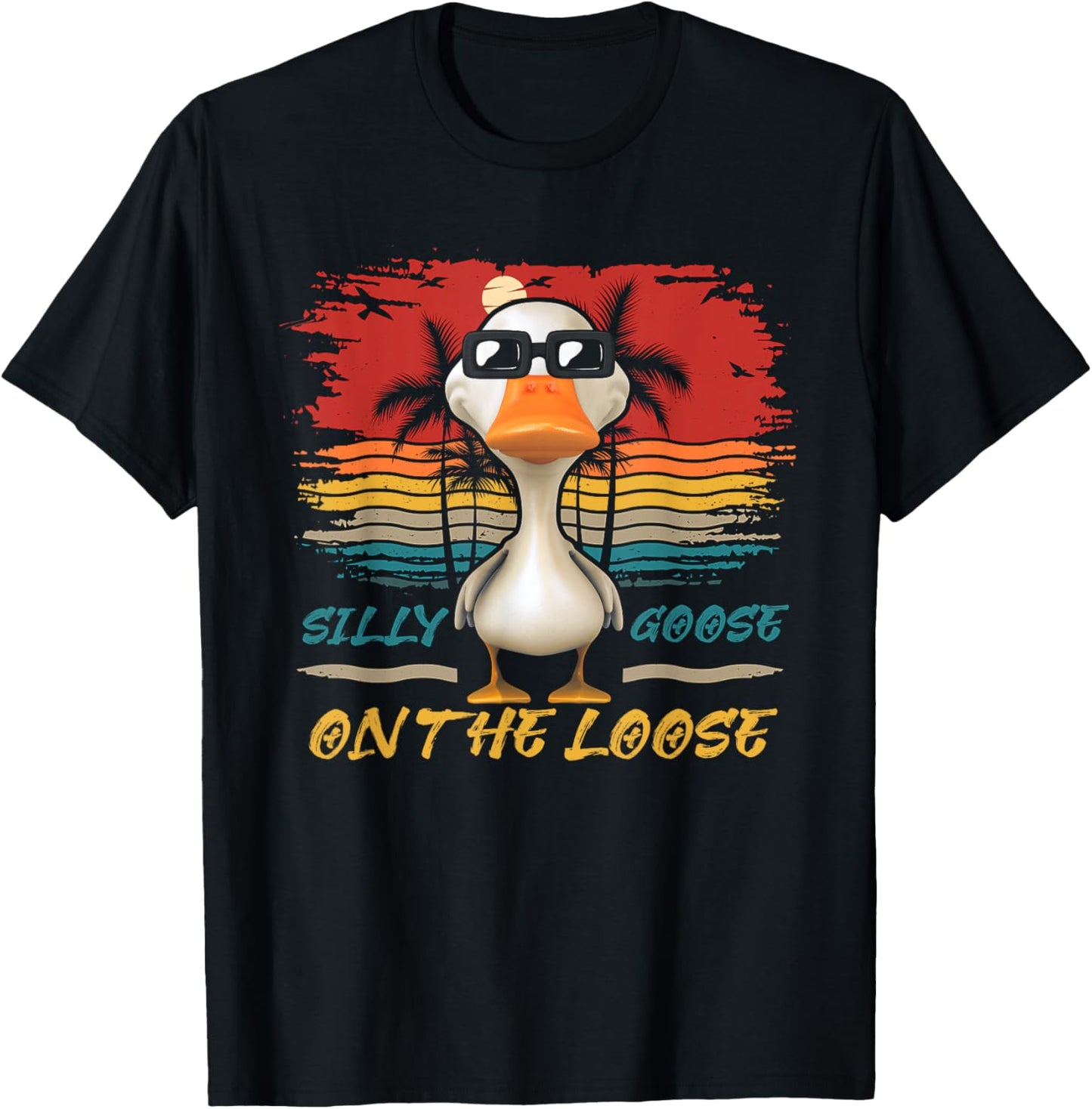 Silly-Goose On The-Loose Vintage Duck Lover Beach Vacation T-Shirt - T-Shirt | Black
