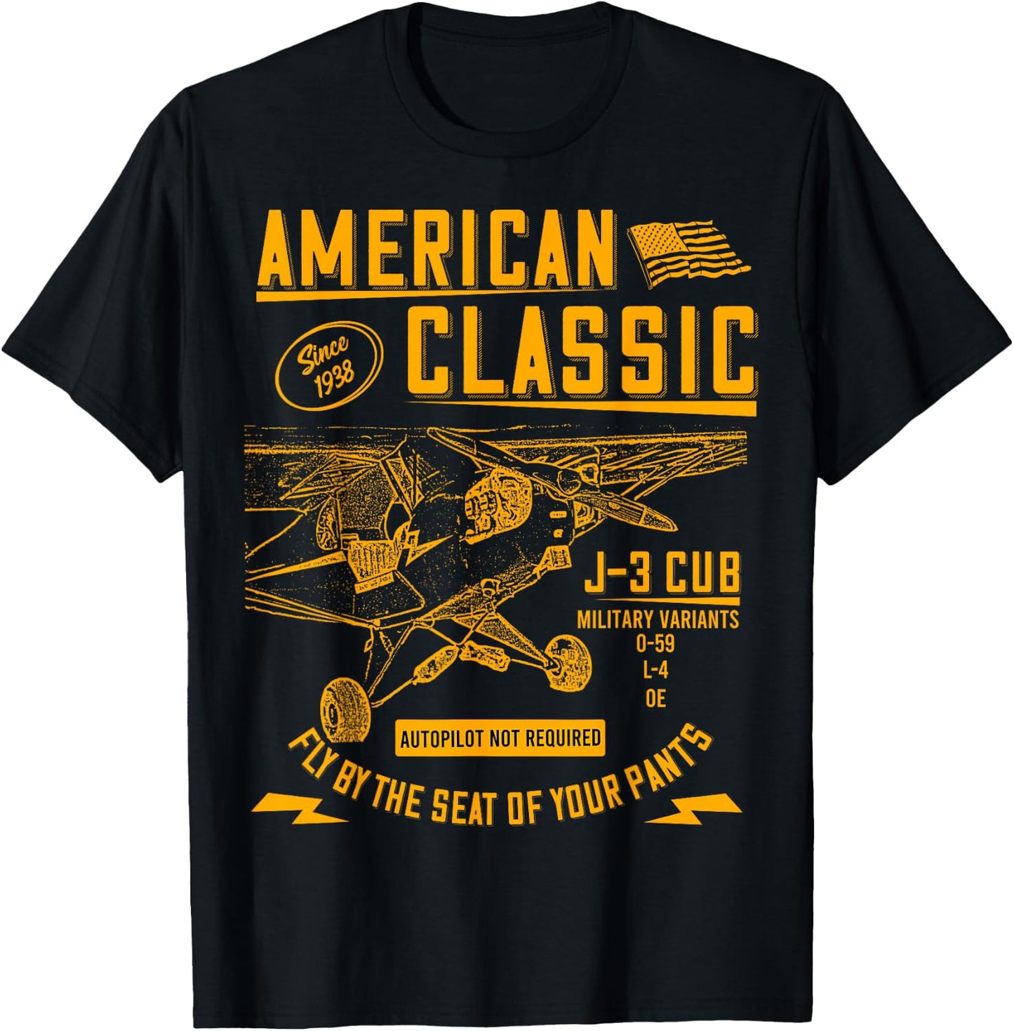 Piper Cub Airplane An American Classic T-Shirt - T-Shirt | Black