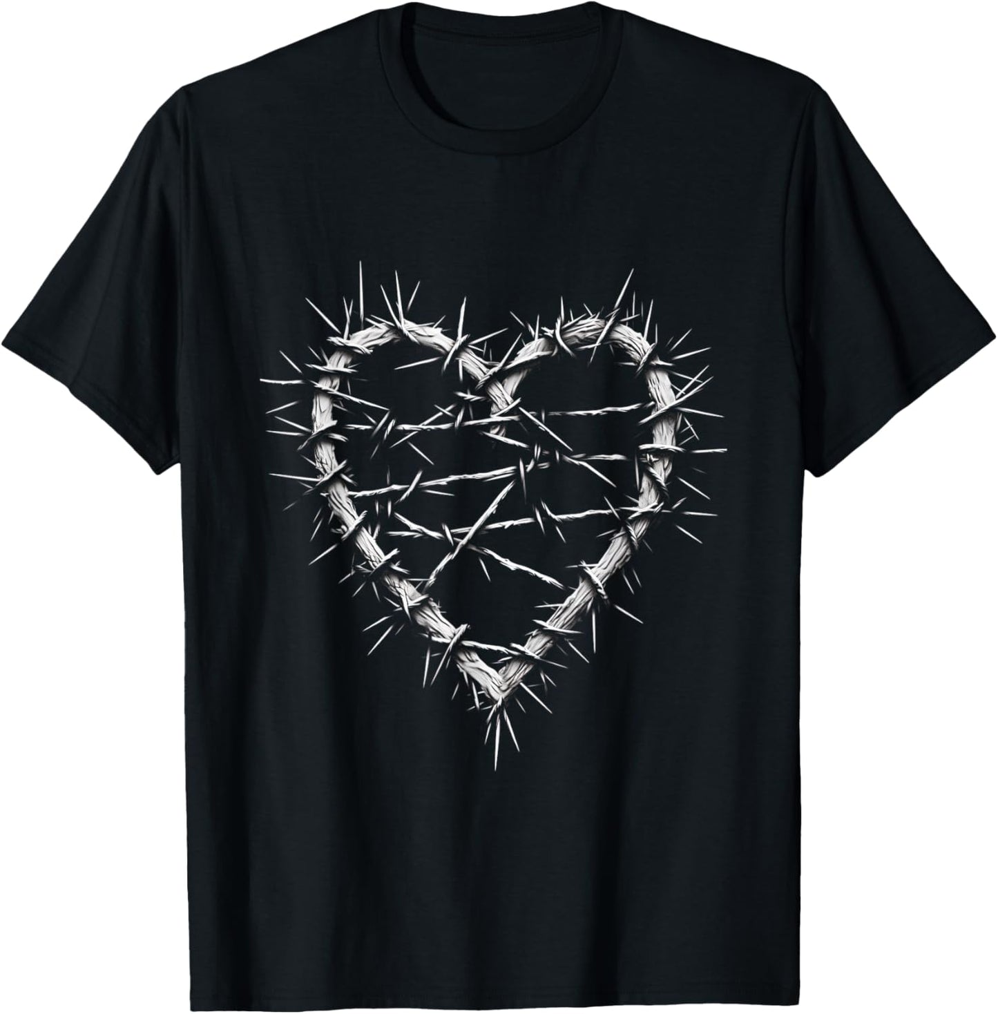 Skater and Skating distressed designs Barbed Wire Heart Gothic Grunge Aesthetic T-Shirt - T-Shirt | Black