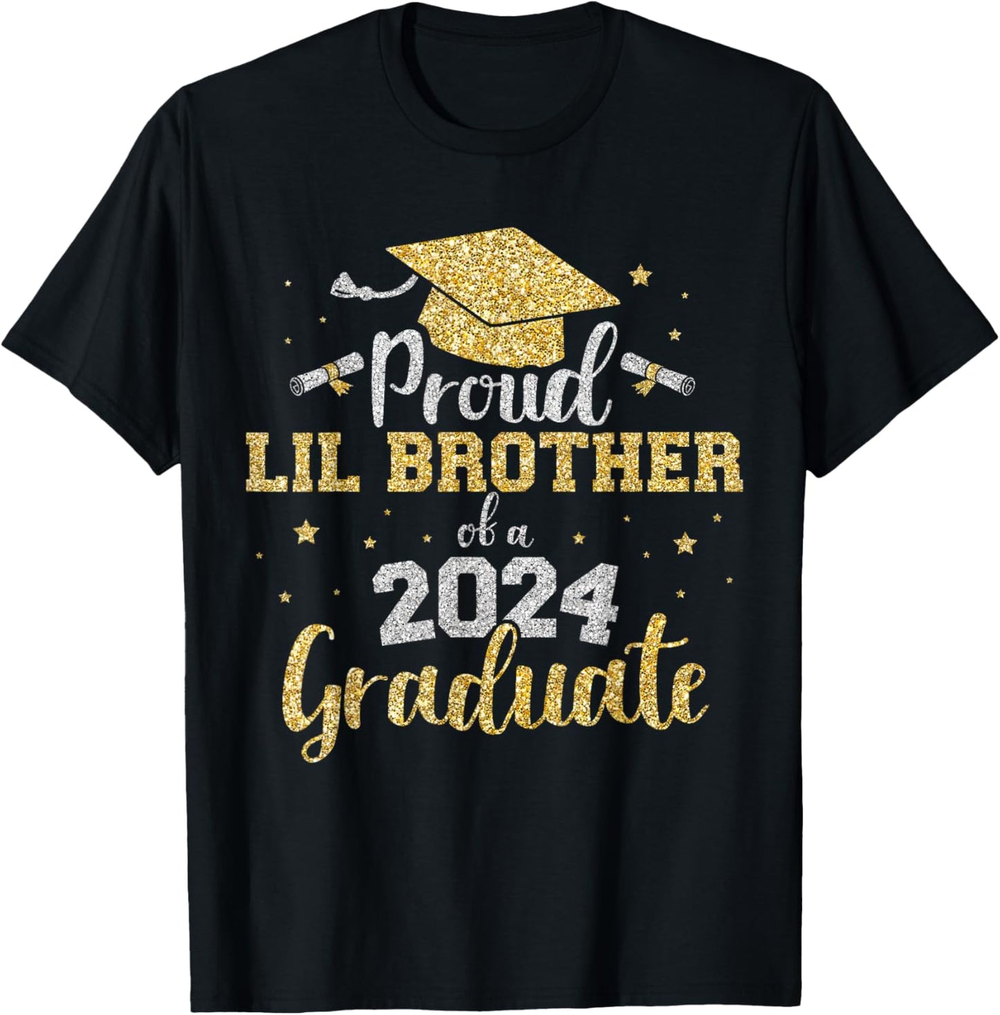 Proud lil brother class of 2024 graduate senior graduation T-Shirt - T-Shirt | Black