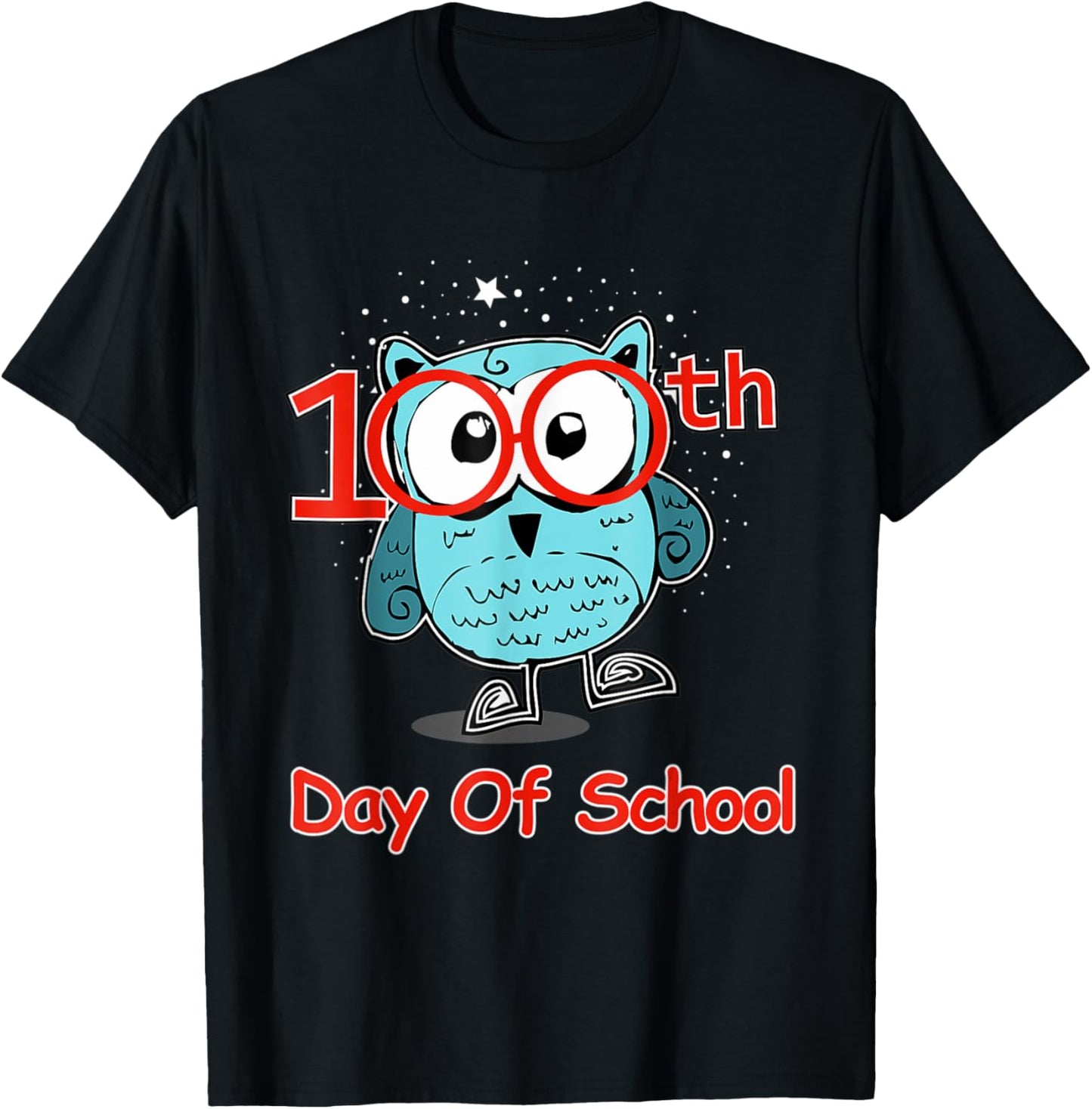 Cute Owl 100th Day Of School 100 Days Smarter T-Shirt - T-Shirt | Black