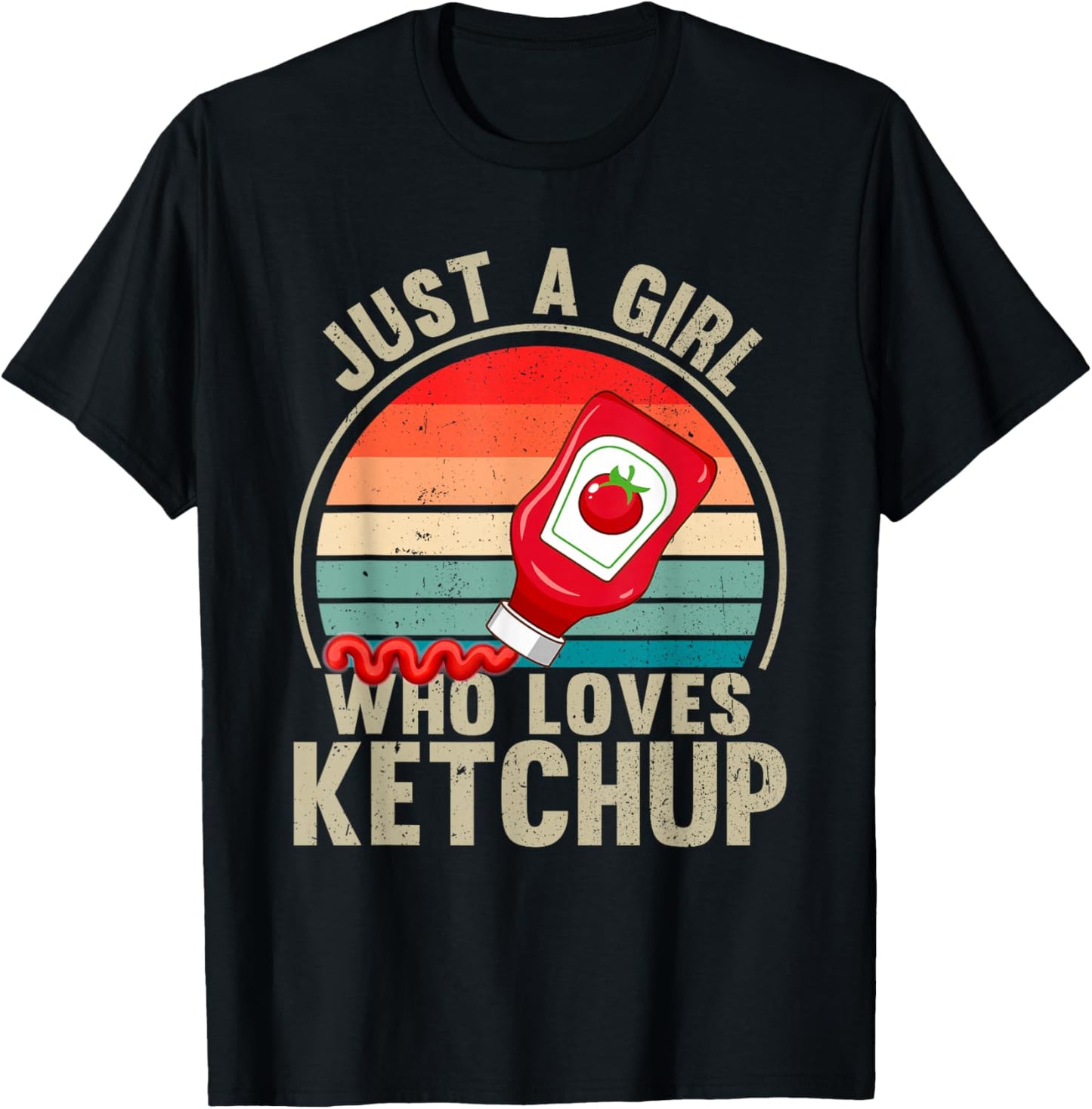Vintage Girl Ketchup Women Catsup Condiment Lovers T-Shirt - T-Shirt | Black