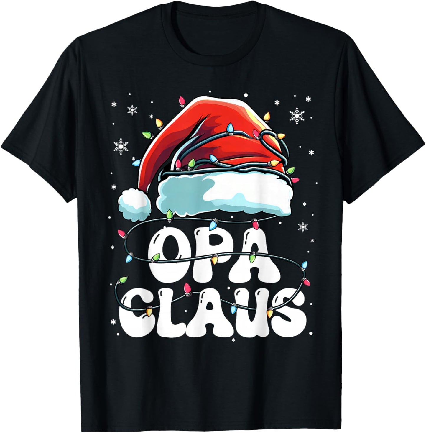 Groovy Opa Claus Christmas Lights Funny Family Xmas Pajama T-Shirt - T-Shirt | Black